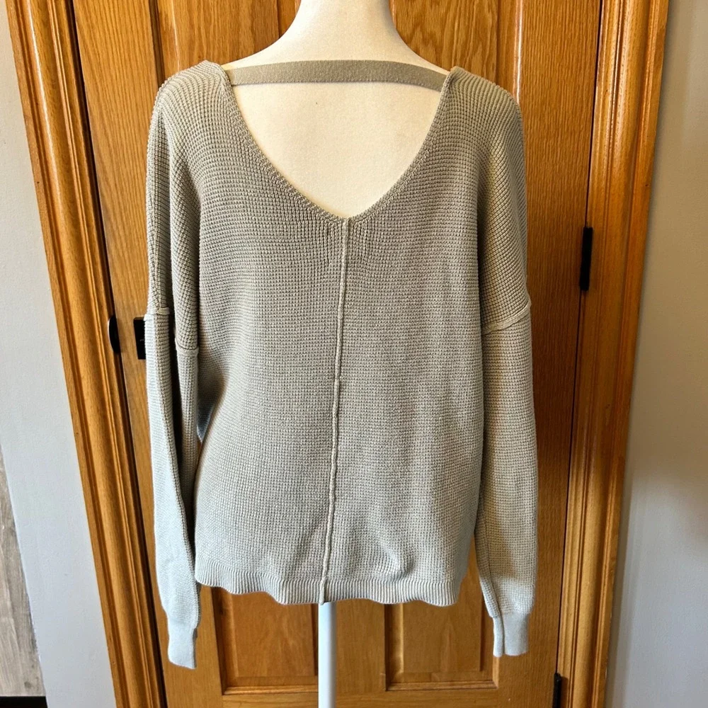 Hippie Rose Women's V-Neck Waffle Knit Lightweight‎ Sweater Pullover Size L